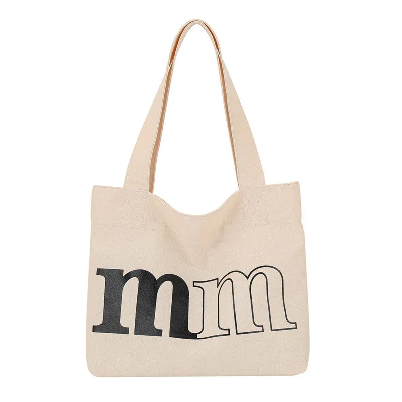 Women's Canvas Letter Shoulder Bag – Large Capacity Tote