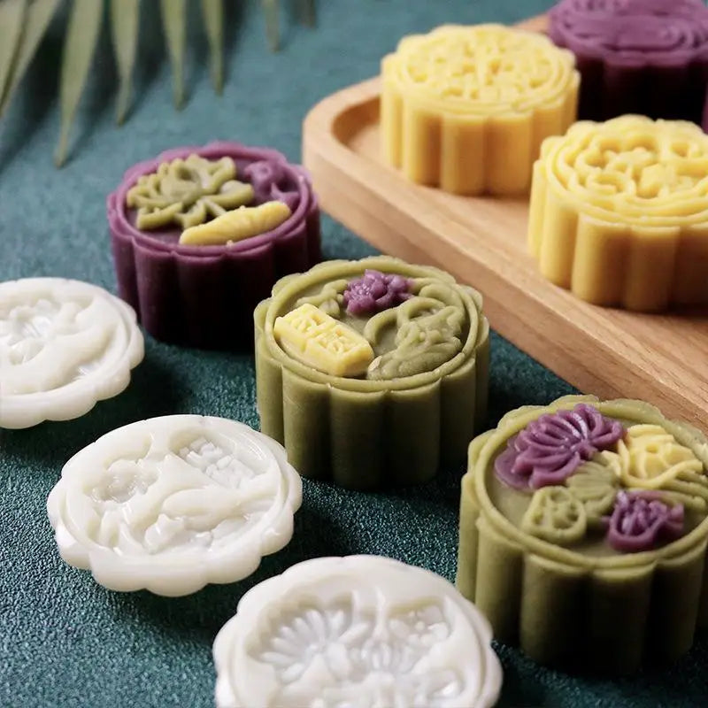 DIY Mooncake Mold Hand Press Pastry Embossing Tool Set