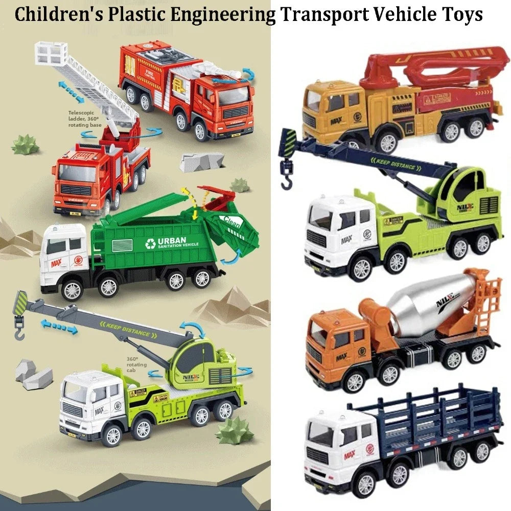 Kids Engineering Vehicle Toy Set – Excavator, Crane & Truck