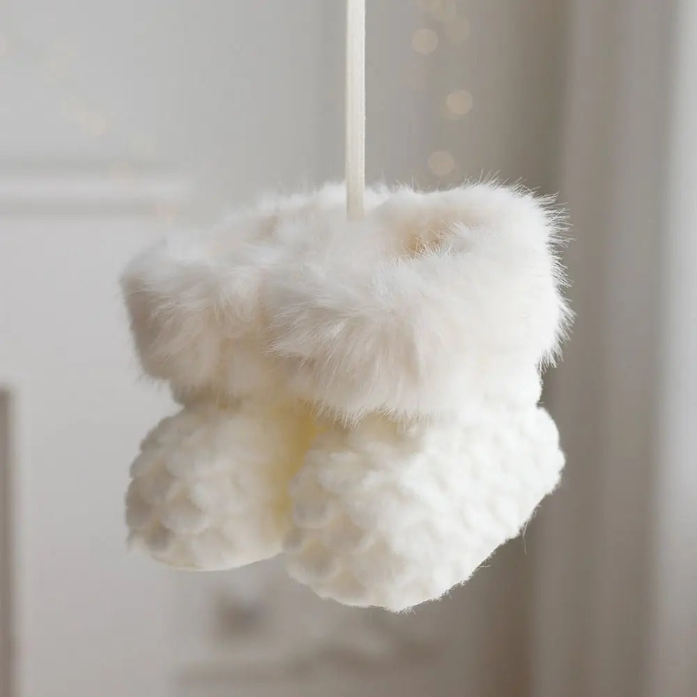 Knitted Plush Christmas Boot Ornaments – Mini Cozy Shoe Pendants