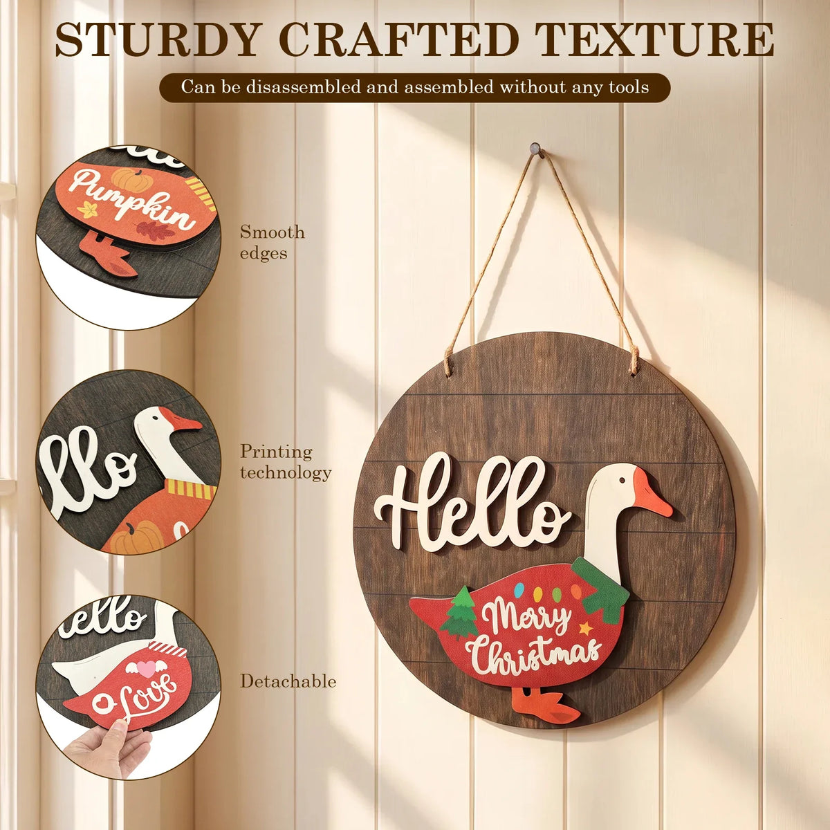 Interchangeable Wooden Goose Decor – 12 Seasonal Costumes