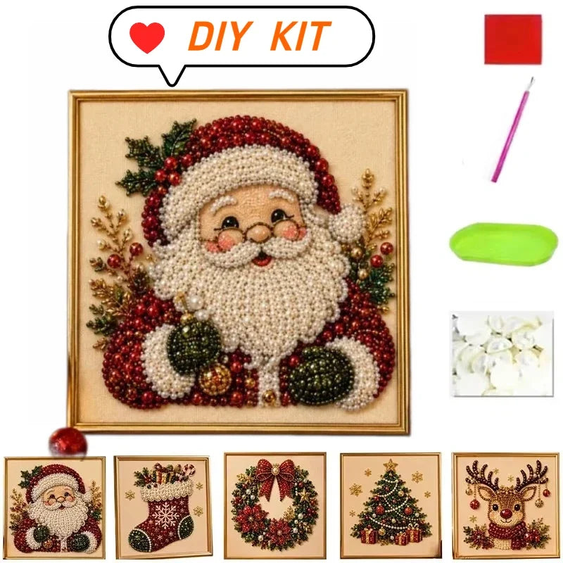 Christmas Diamond Painting Kit with Frame | DIY Pearl Bead Art