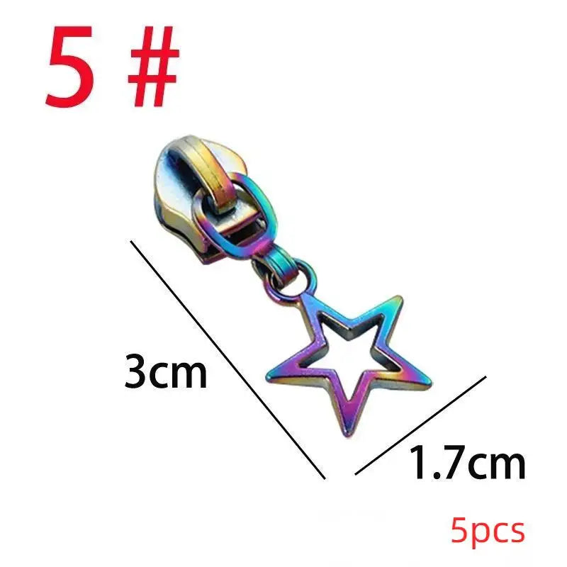Star Zipper Pulls 5-Pack – Decorative Metal Slider Replacements