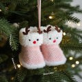 Knitted Plush Christmas Boot Ornament Pendant Pair | Mini