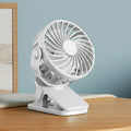 Mini Clip Fan 720° Rotatable USB Rechargeable + Night Light
