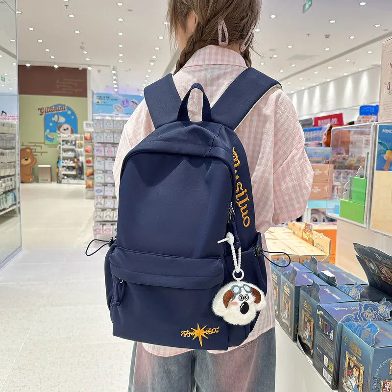 Nixie Embroidered Canvas Backpack | Korean Style, Large Capacity