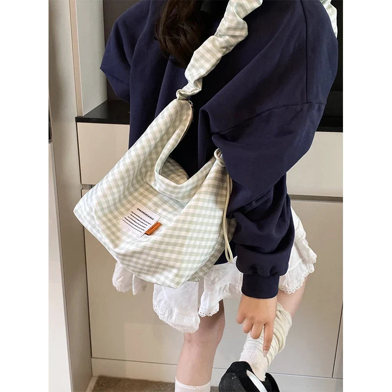 Women's Large Plaid Crossbody Bag – Houndstooth Shoulder Bag