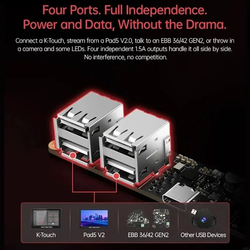 4-Port USB K HUB Expansion Board for 3D Printers – ENIG PCB