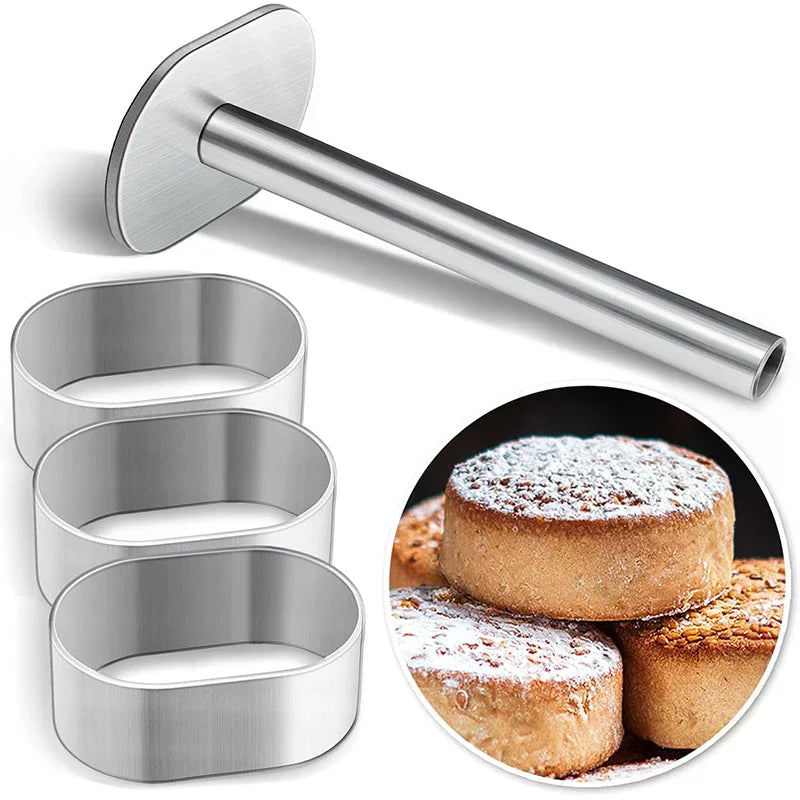 Stainless Steel Pastry Mold with Pusher – DIY Baking Tool