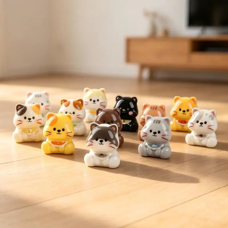 Mini Cat Figurines 6-Piece Set – Kitten Home & Desk Decor