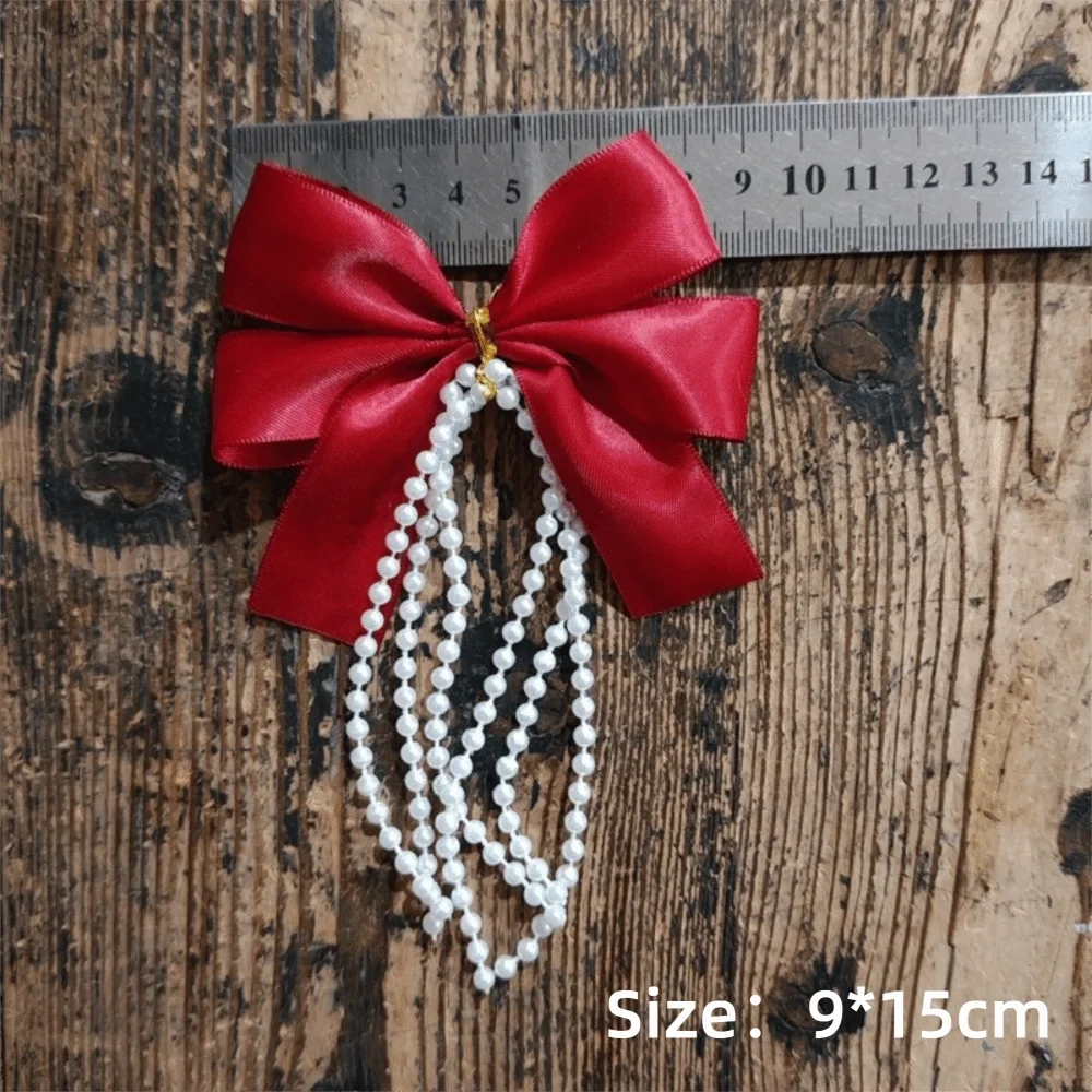 12pcs Velvet Christmas Bows Gold Twist Ties & Pearl Tassel Décor