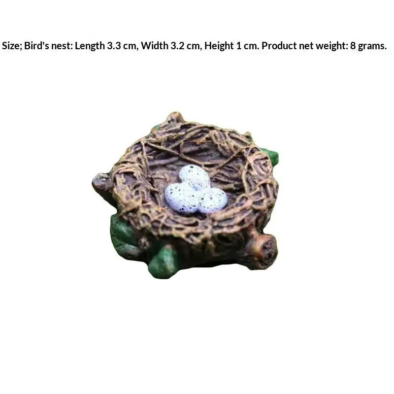 Resin Bird & Nest Figurine Set – Fairy Garden Micro Landscape