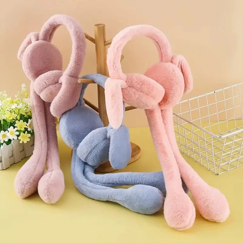 Rabbit Ear Muffs Soft Plush Winter Ear Warmers for Women