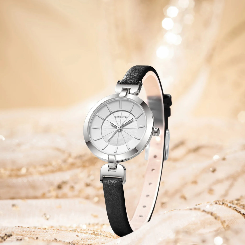 REBIRTH Women's Quartz Watch – Leather Band, Minimalist Dial