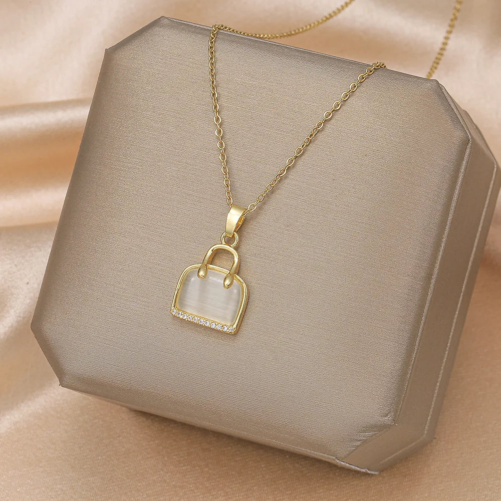 Cat's Eye Stone Pendant Necklace – Minimalist Gold Choker