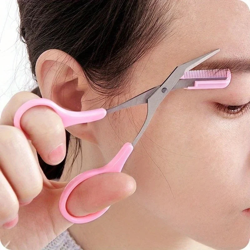 Stainless Steel Eyebrow Scissors with Comb | Precision Grooming