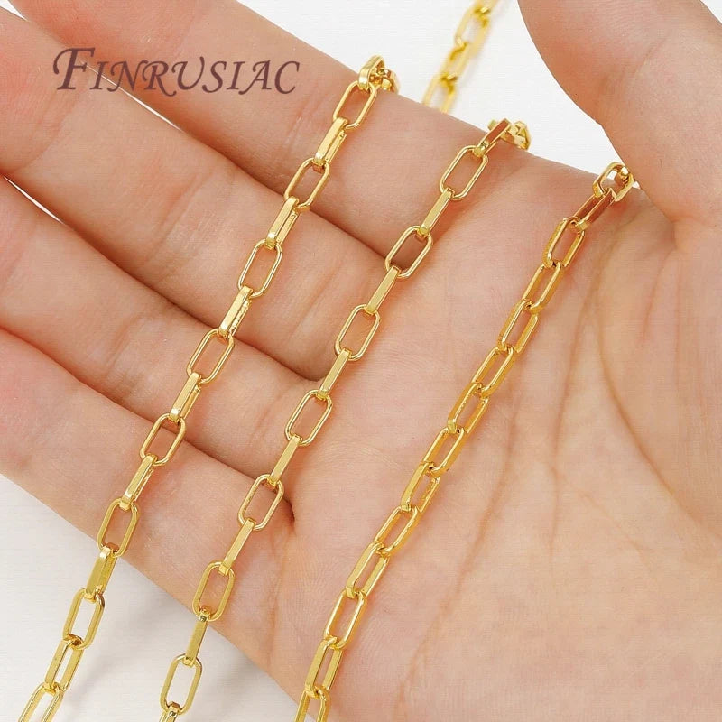 18K Gold Plated Brass Chain 1M – DIY Necklace & Bracelet