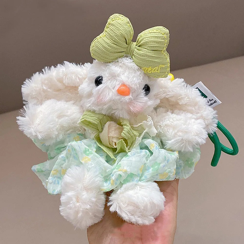 Plush Lop Ear Rabbit Doll Pendant | Bowknot Stuffed Bunny Charm