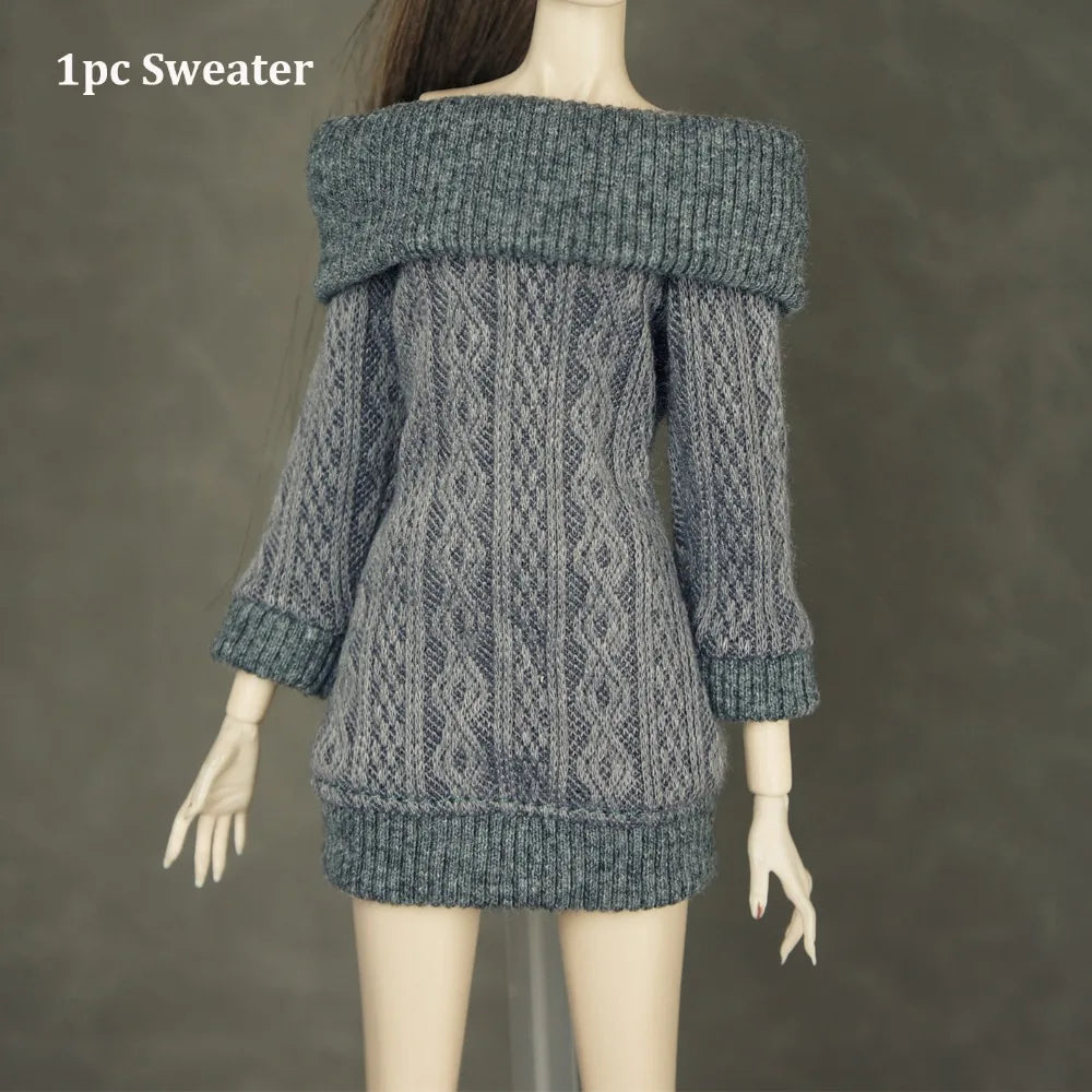 Handmade Knitted Doll Sweater Multicolor Top for 1/6 Dolls