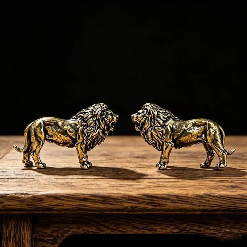 Brass Lion Figurine Antique Finish – Home & Office Desk Decor