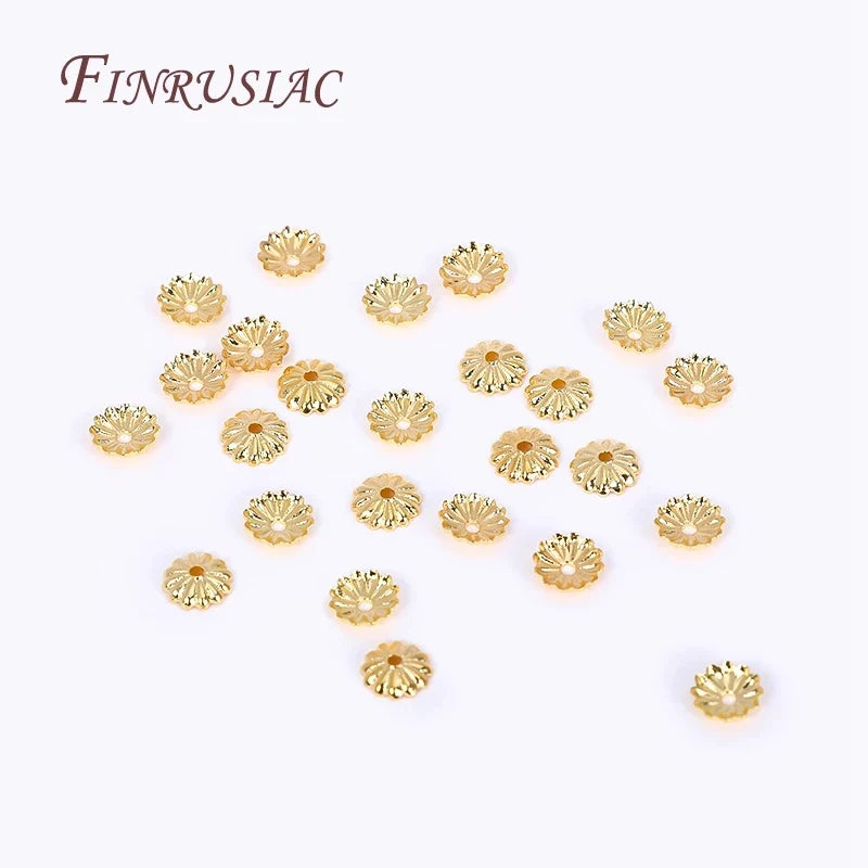 5mm 18K Gold Plated Brass Flower Bead Caps – DIY Jewelry