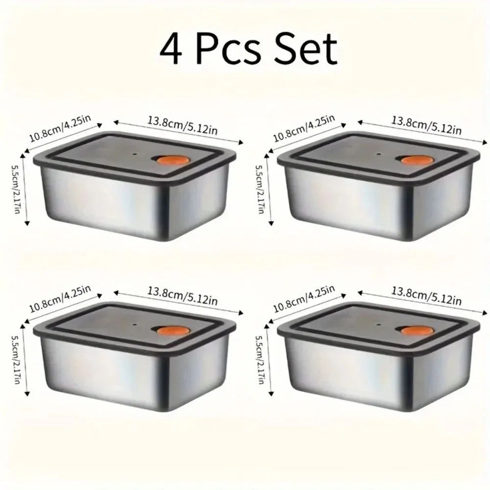 4-Piece Leakproof Stainless Steel Food Storage Container Set