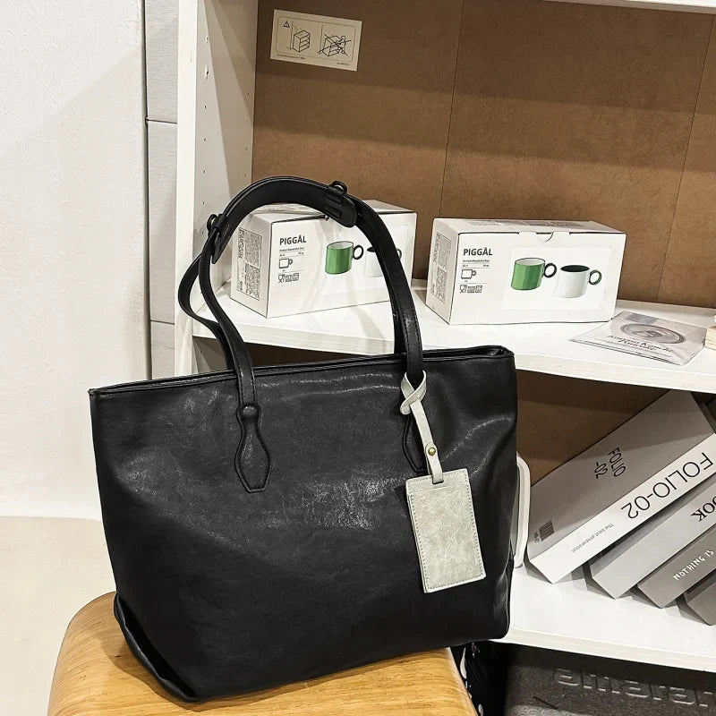 Waterproof PU Leather Large Tote Bag | Nixie Shoulder Handbag
