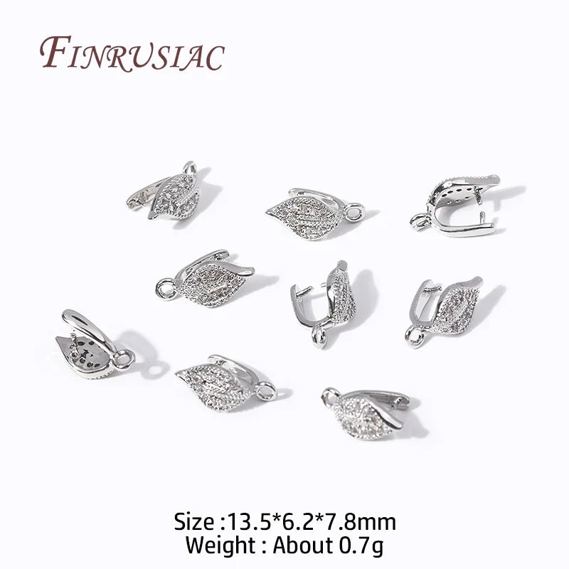 18K Gold Plated Zircon Pinch Bail Pendant Connectors for Jewelry