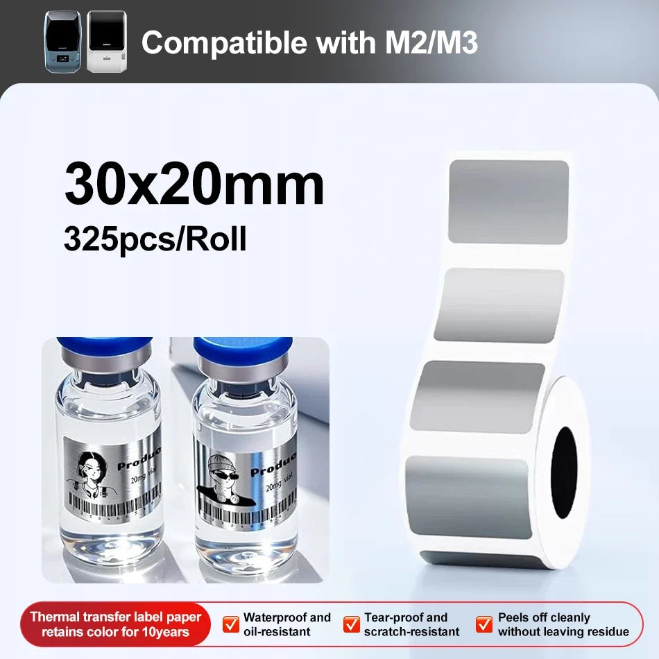 Niimbot M2/M3 Silver Thermal Transfer Label Stickers – Round & Square