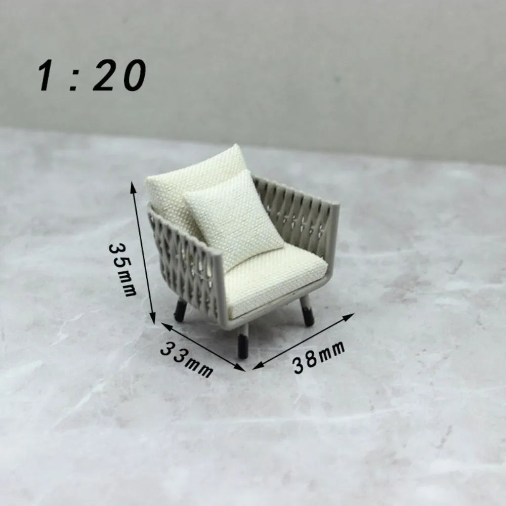Miniature European Sofa & Tea Table – Dollhouse Furniture 1:15–1:30