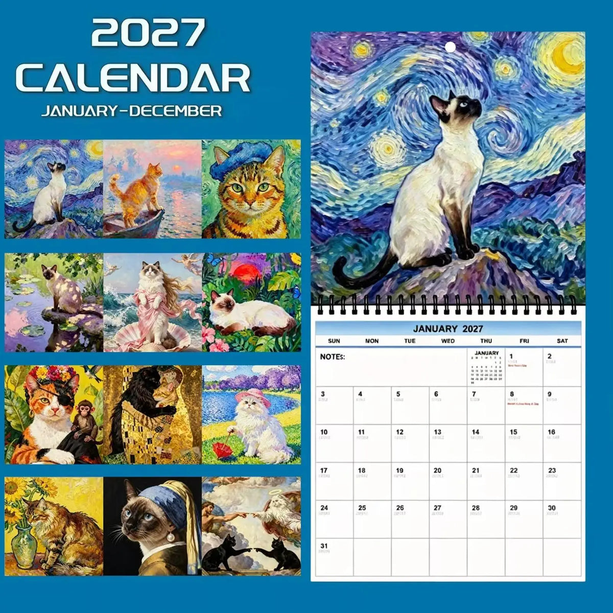 2027 Maine Coon Wall Calendar – 12-Month Cat Planner