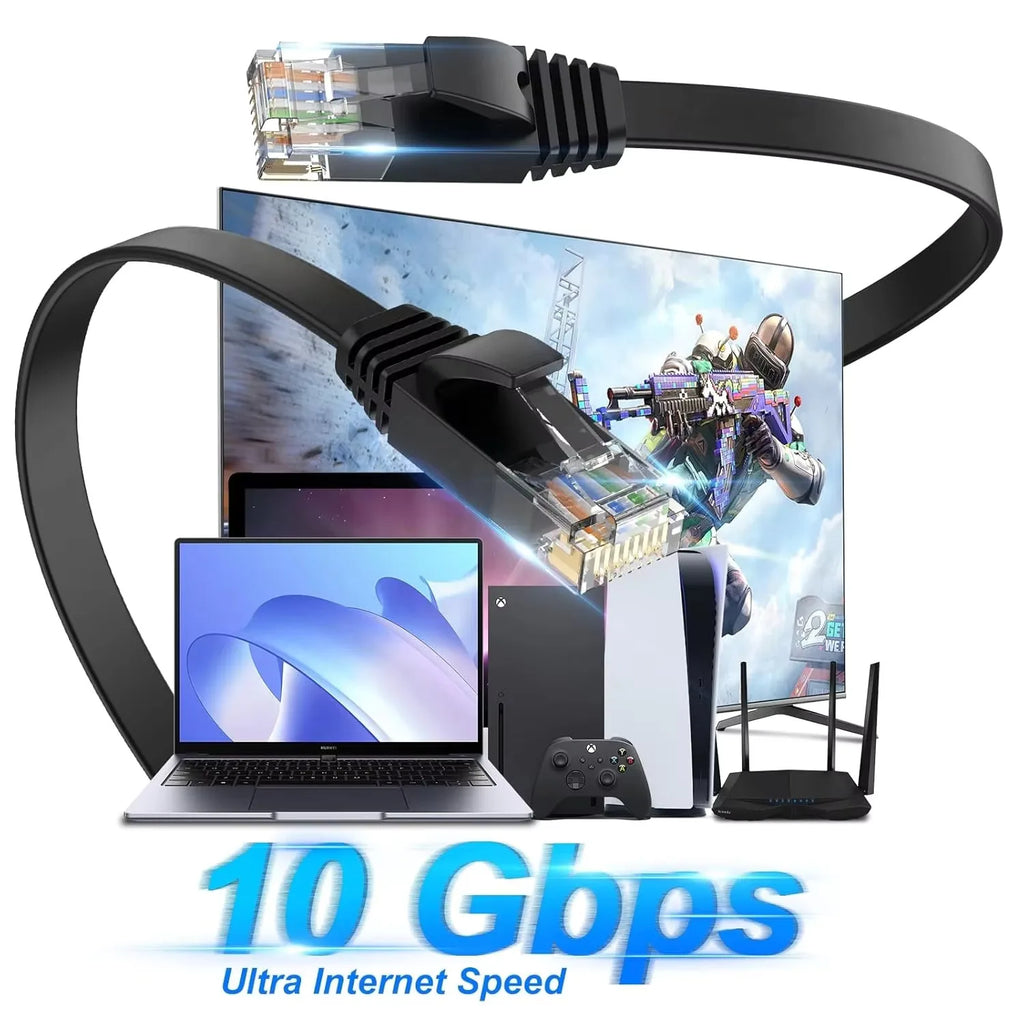 Cat 6 Flat Ethernet Cable – 1Gbps LAN for Gaming & Home