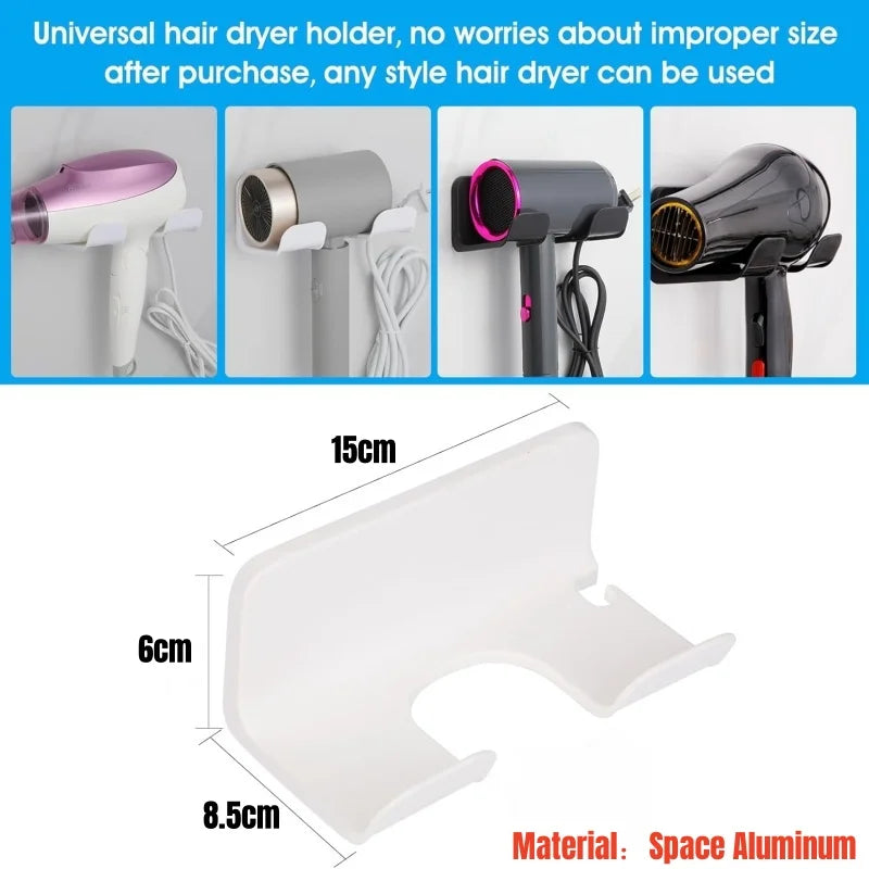 Wall Mounted Hair Dryer Holder & Straightener Stand Rack