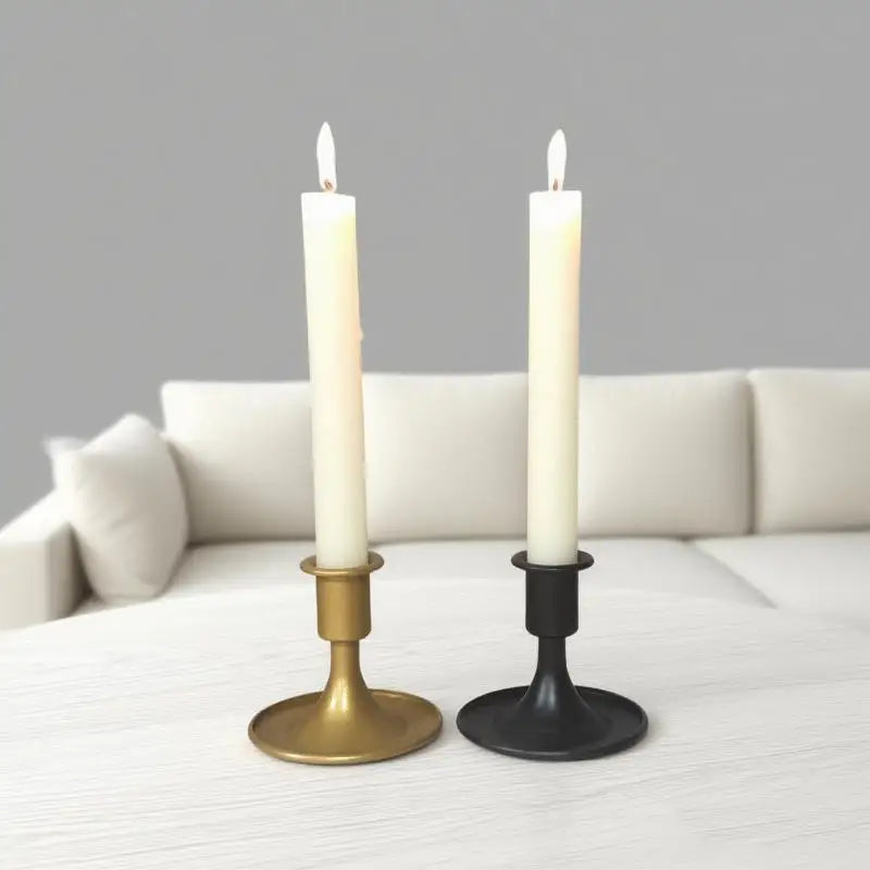 Retro Metal Chamberstick Candle Holder | Iron Table Decor