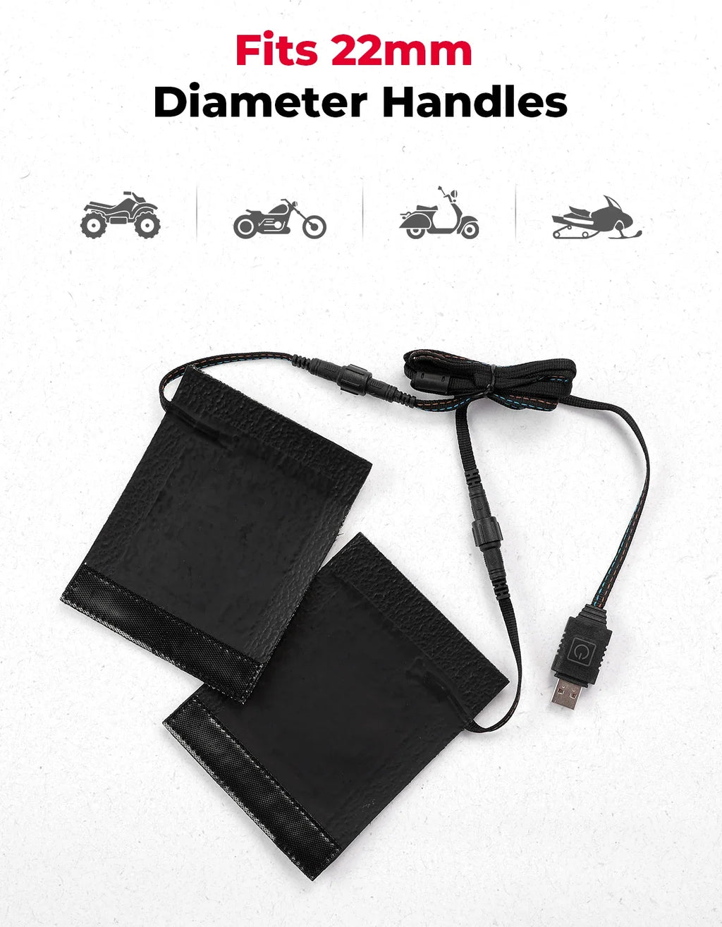 KEMITOUR Heated Motorcycle Grips USB Type-C 22mm Handlebars