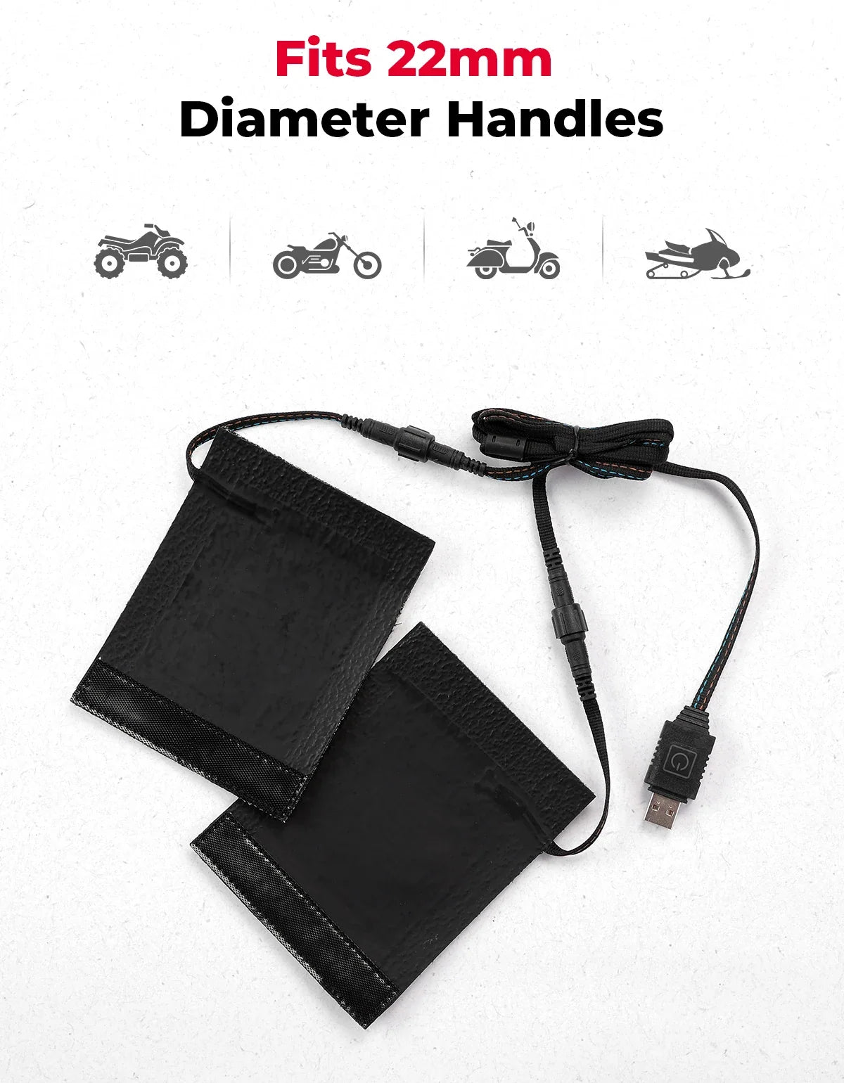 KEMITOUR Heated Motorcycle Grips USB Type-C 22mm Handlebars