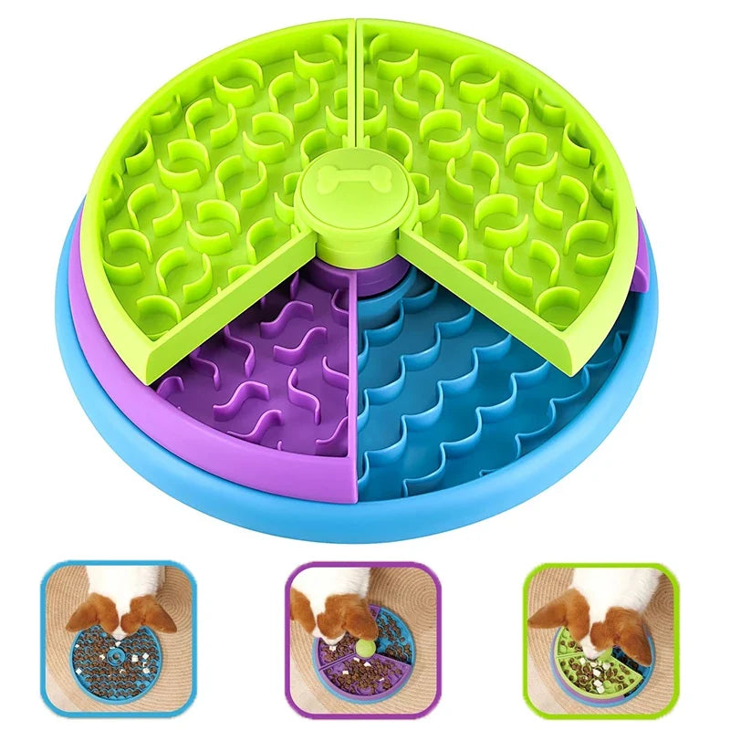 Slow Feeder Puzzle Dog Bowl – 3-Layer Interactive Treat Toy