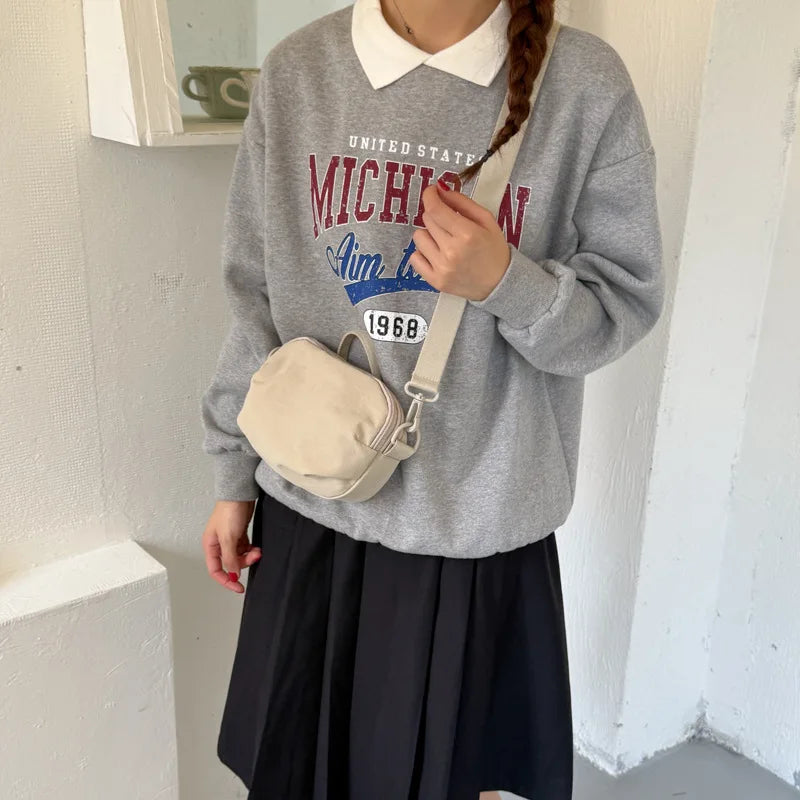 Korean Minimalist Large Canvas Tote Bag for Women