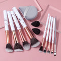 10Pcs Marble Makeup Brush Set with Sponge Puff – Full Kit
