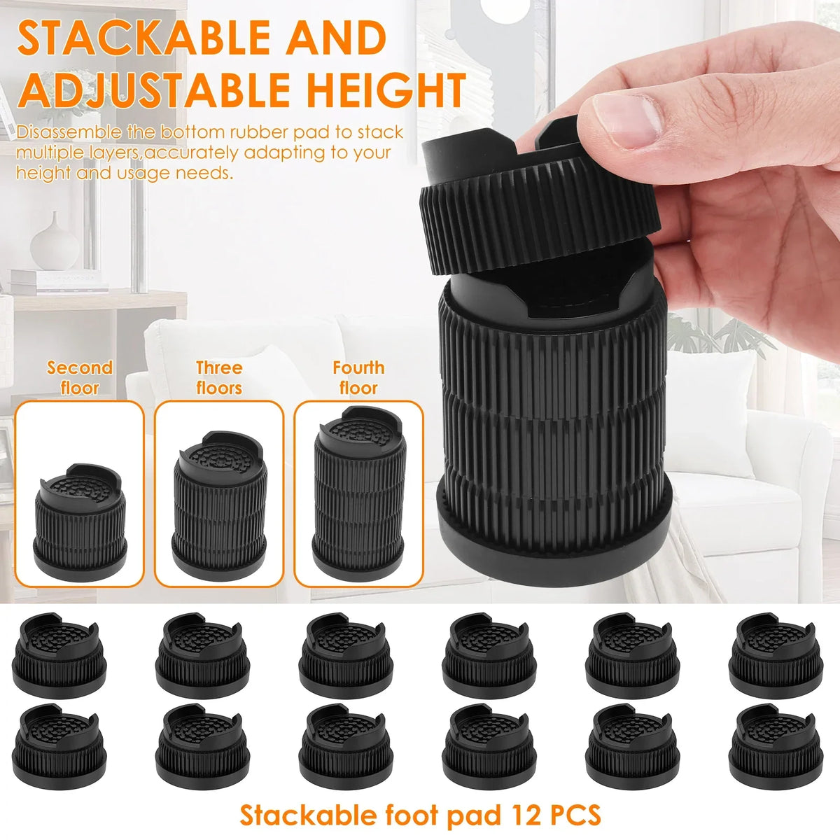 Furniture Risers 12/16 Pcs – Heavy Duty Non-Slip TPE Leg Pads