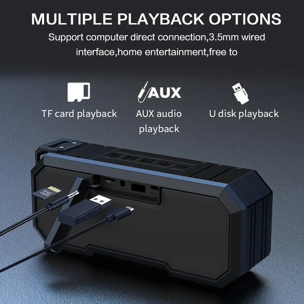 STONEGO IPX7 Waterproof Bluetooth Speaker LED Bass FM Radio