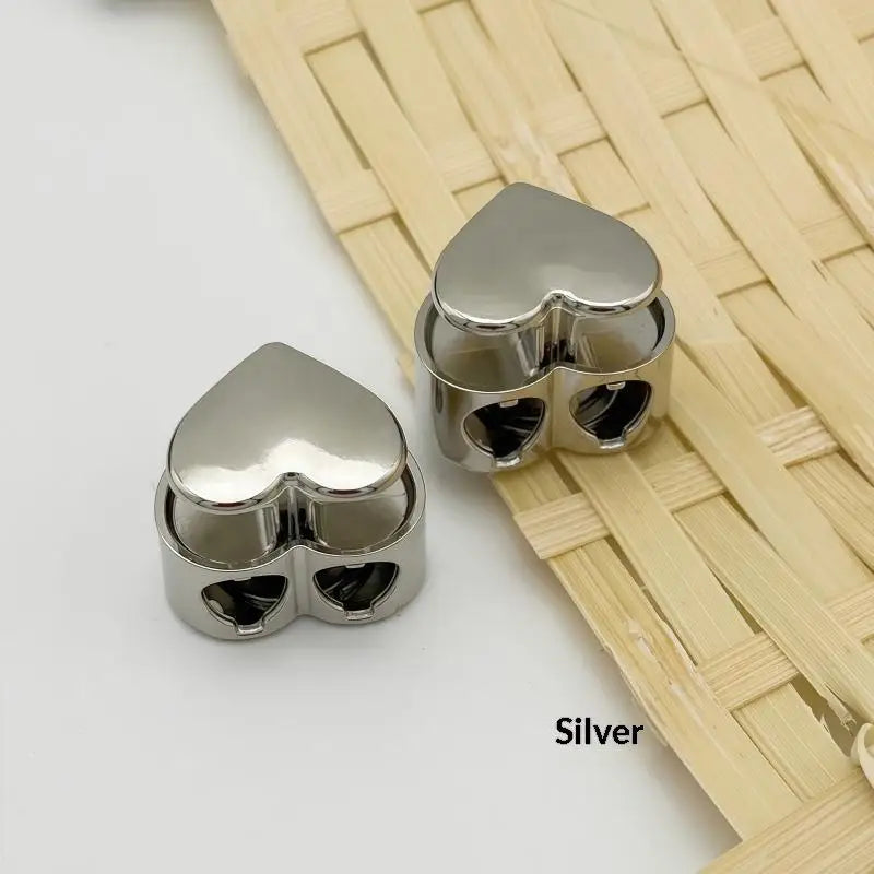 Heart Shape Zinc Alloy Spring Cord Lock Buckles – 5 Pack