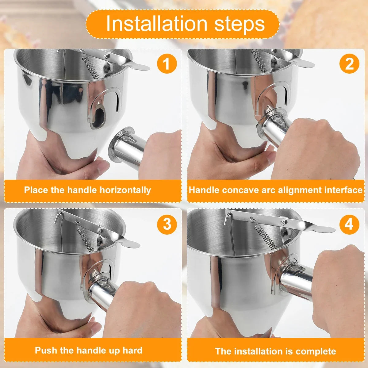 Stainless Steel Pancake Batter Dispenser with Stand & 4 Spouts