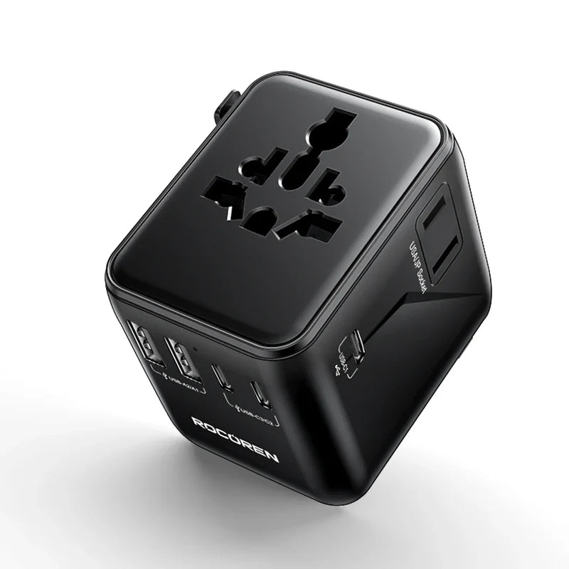 Rocoren Universal Travel Adapter GaN Fast Charging USB-C USB-A