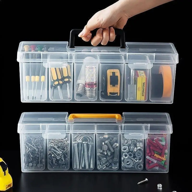 Transparent Multi-Compartment Tool Storage Box | DIY Organizer