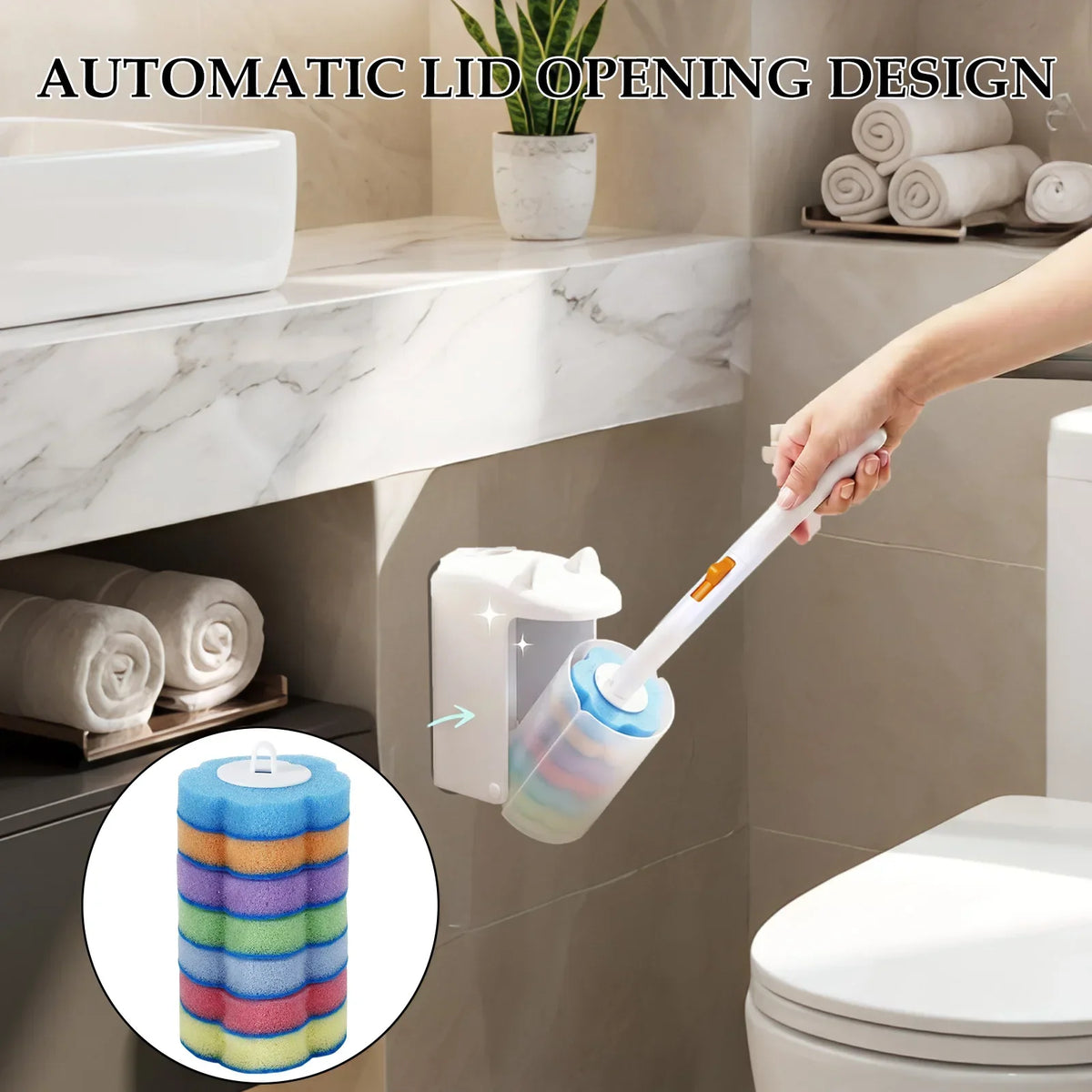 Toilet Brush Kit – 21 Disposable Heads & Wall Mount Holder