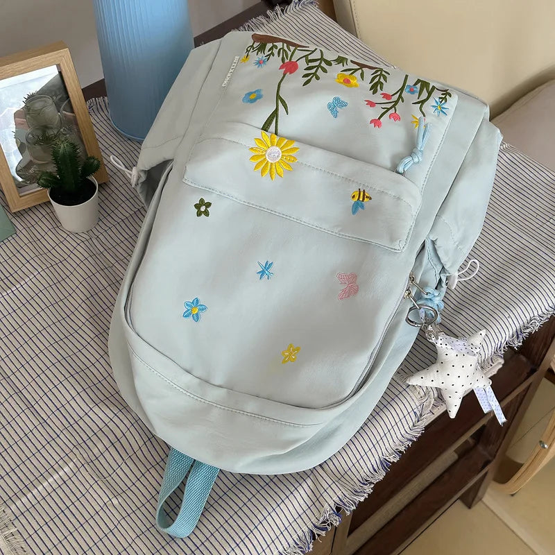 Star-Shaped Canvas Backpack for Girls – Large School Bag
