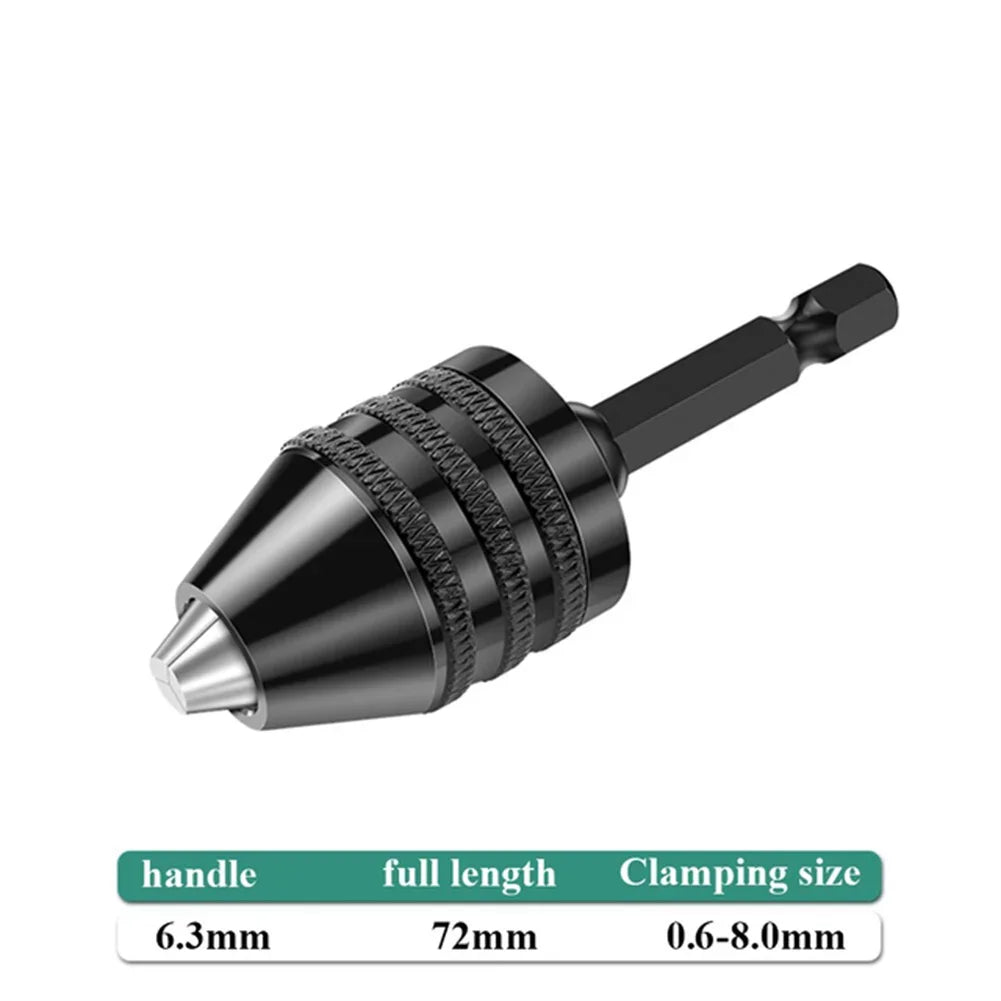 Mini Keyless Drill Chuck 1/4" Hex Shank Quick Change Adapter