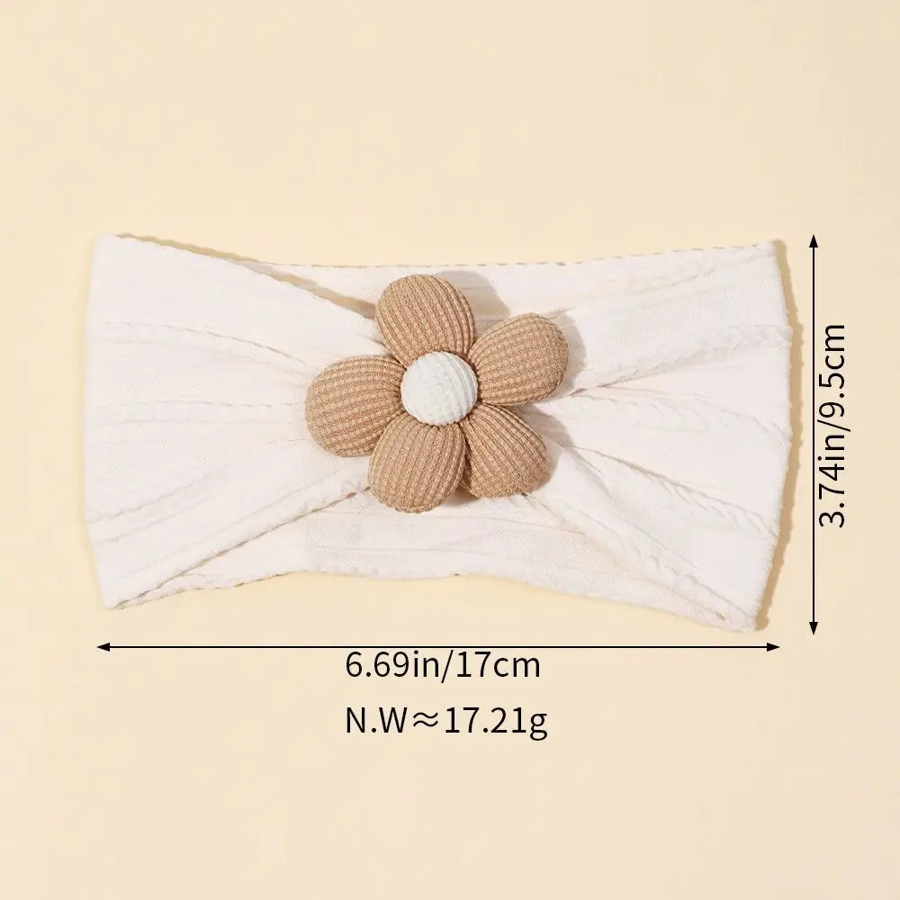 Floral Infant Wide Headband – Soft Stretchy Nylon Baby Head Wrap