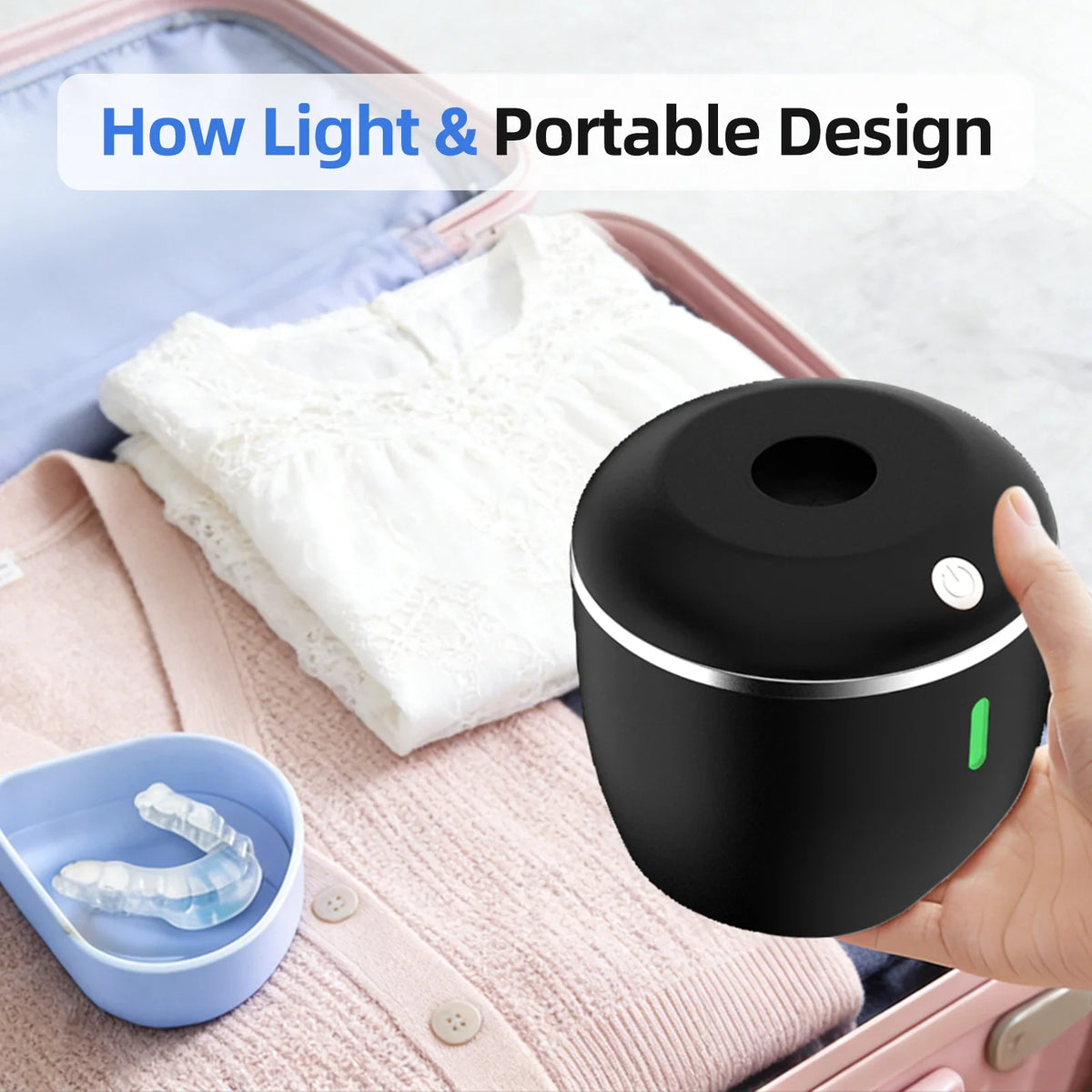 Ultrasonic UV Retainer & Denture Cleaner – 45kHz, USB/Battery